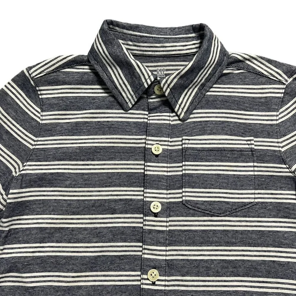 Gap Kids XS Striped Cotton Knit Button-Down Shirt